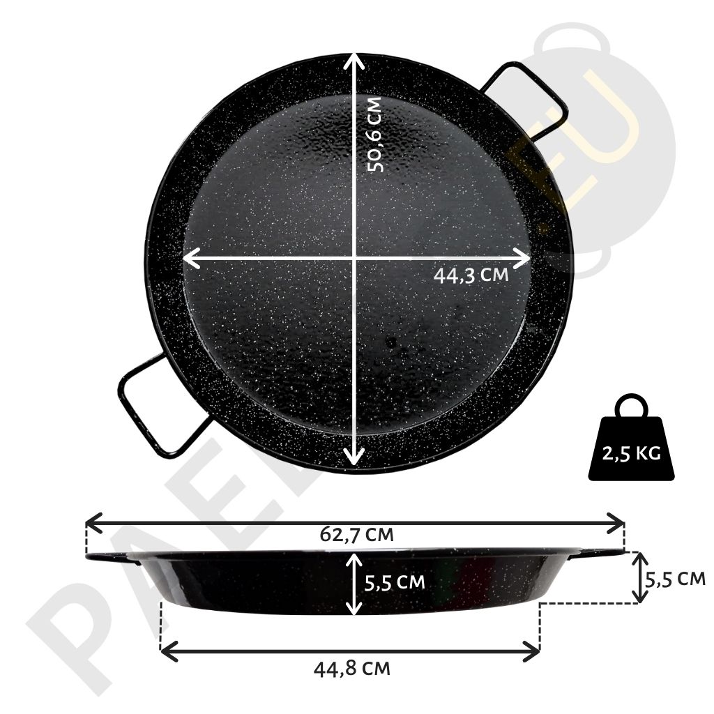 Paella Pfanne 50 cm Emaille Garcima Abmessungen