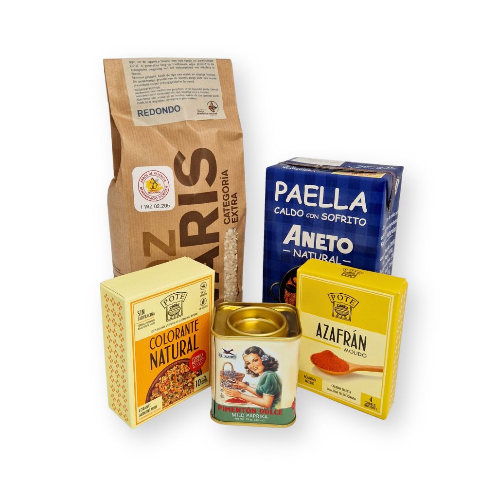 Paella mit Meeresfrüchten Zutaten Paket