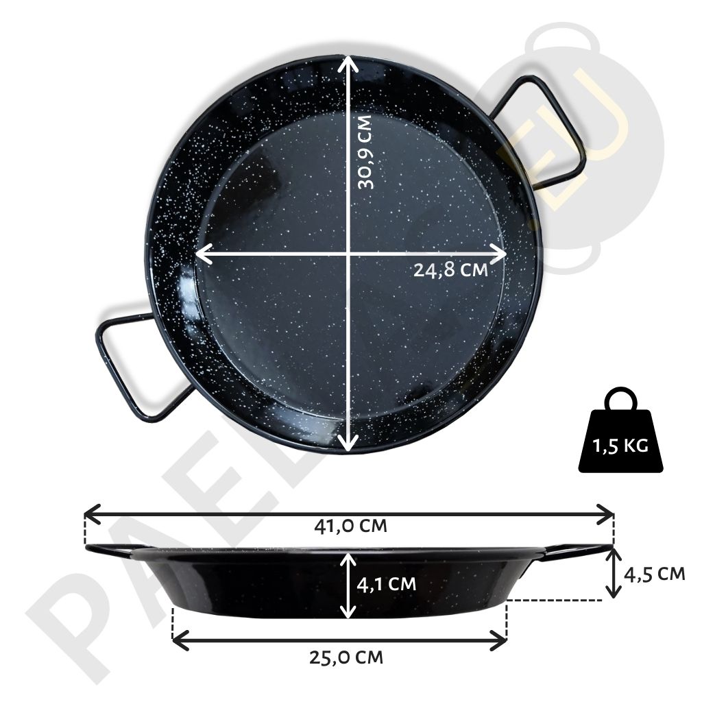 Poêle à paella induction 30 cm émaillée Garcima Dimensions